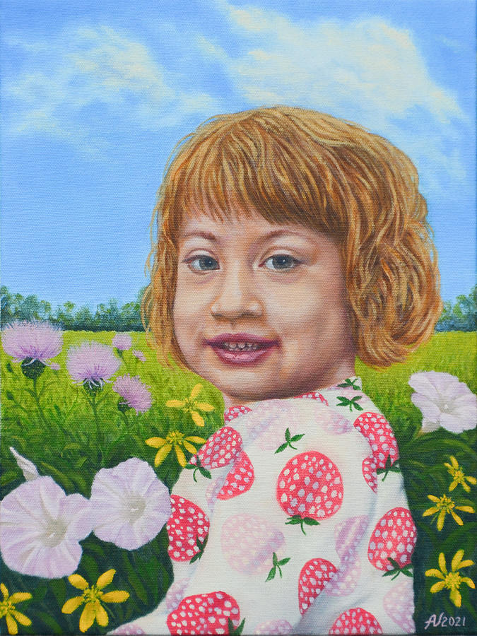 The Strawberry Girl Painting by Alex Vishnevsky