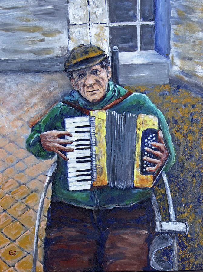 The Accordion Player Painting by Evelyn Snyder