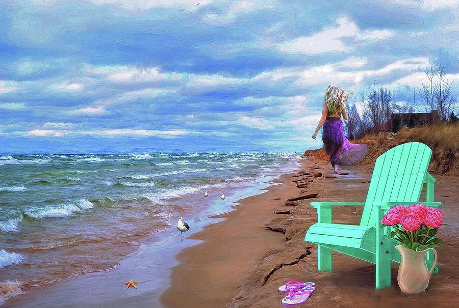 Beach Digital Art - The Stroll by Julie Grace
