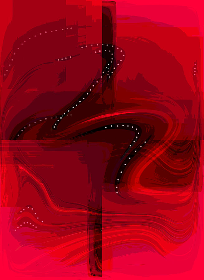 The Struggle - Red and Black Spiritual Abstract Art  Digital Art by Shelli Fitzpatrick