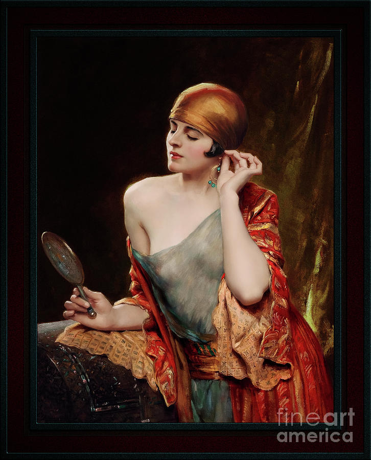 The Studio Mirror  by Albert Henry Collings Remastered Xzendor7 Classical Fine Art Reproductions Painting by Rolando Burbon