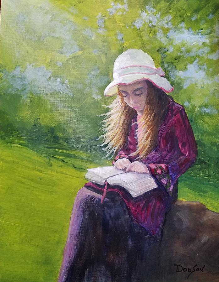 Child Painting - The Studious Child by Dara Dodson Child Painting - The Studious Child by Dara Dodson