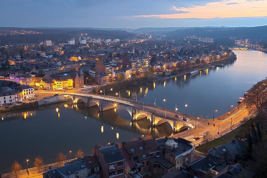 The stunning Namur from an aerial view at night time Photograph by ThomasSaupe