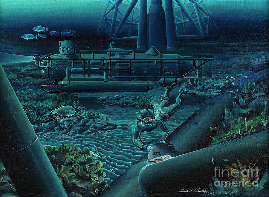 The submarine Painting by Christian Simonian
