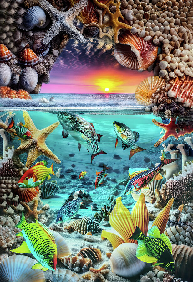The Caribbean Coral Reef Mixed Media by Soraya DApuzzo The Caribbean Coral Reef Mixed Media by Soraya DApuzzo