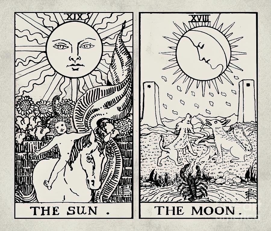 The Sun and Moon Tarot Cards Painting by Hall Logan | Pixels