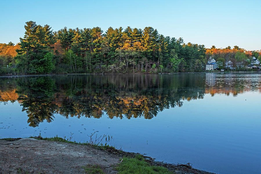 The sun rises on Beaver Pond Billerica MA Photograph by Toby McGuire