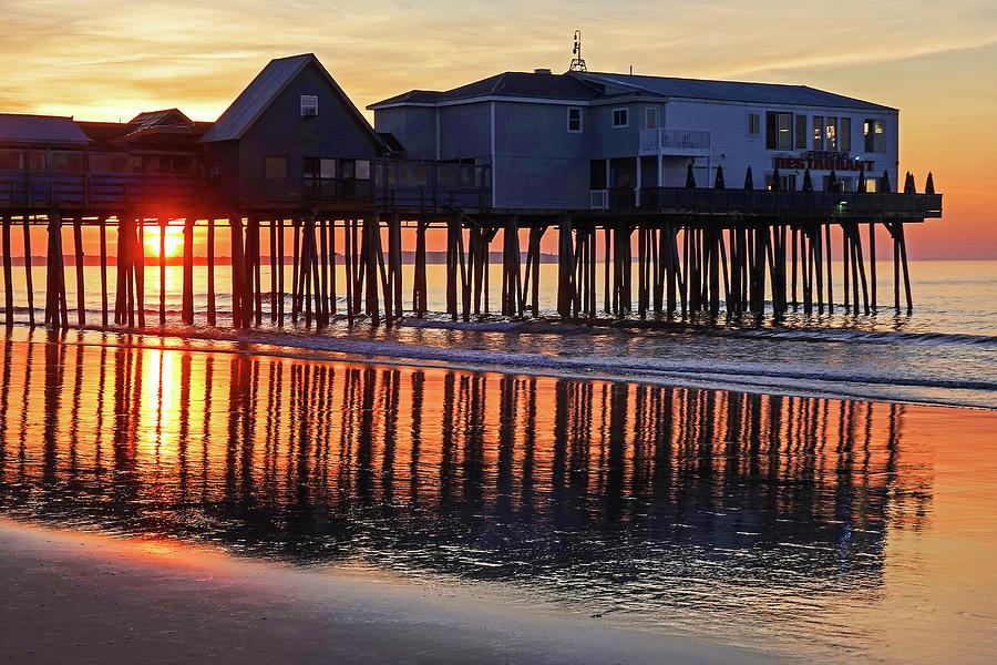 The Sun Rises on the Old Orchard Beach Maine Pier Photograph by Toby McGuire