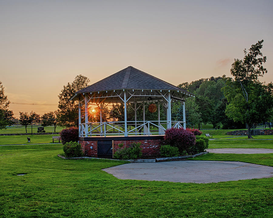 The Sun Sets on the Magee Gazebo in Burlington MA Town Common Photograph by Toby McGuire