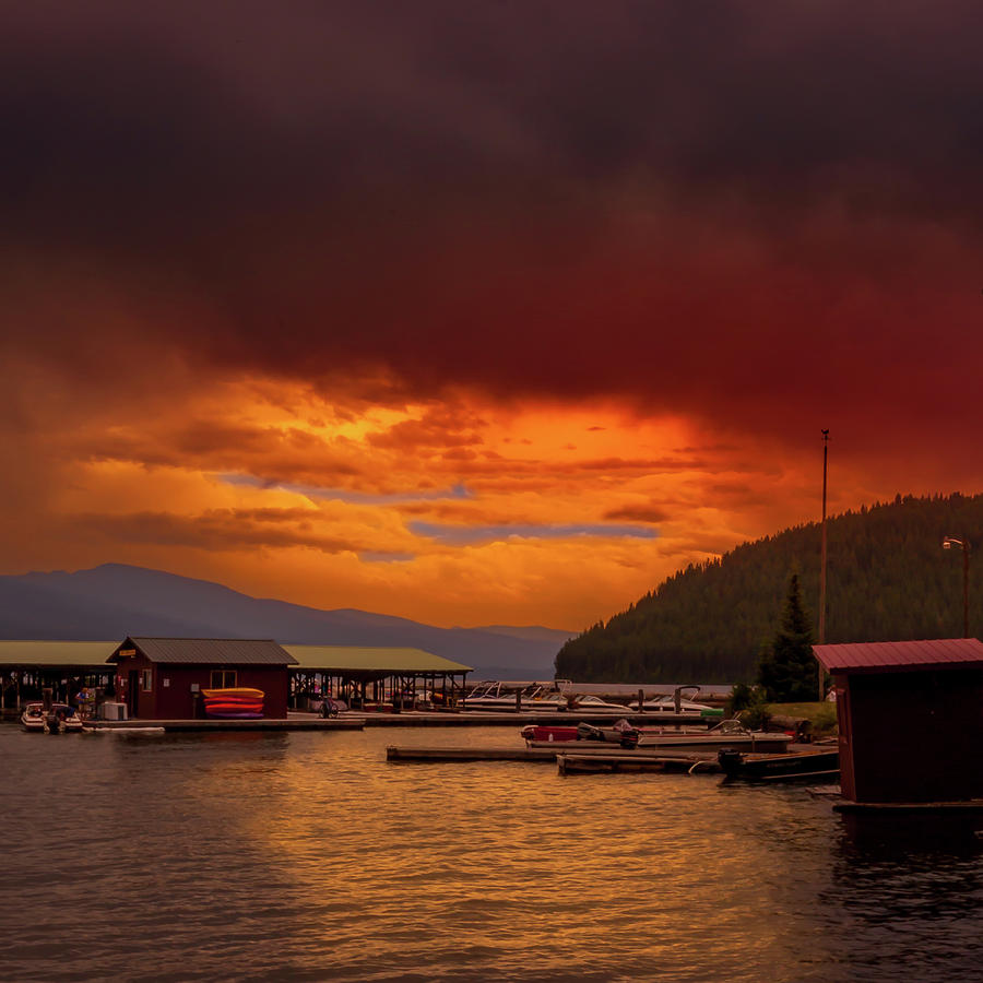 The Sun Setting on Priest Lake Photograph by David Patterson