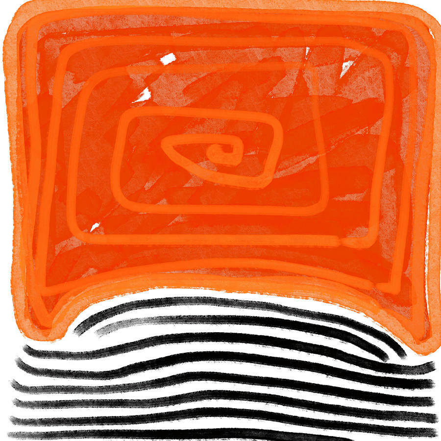 The Sun Shines On 2 - Contemporary Abstract Painting In Orange, Black And White Digital Art