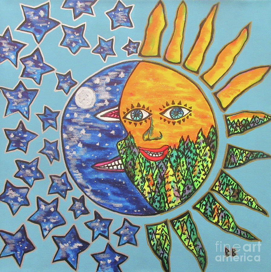 The Sun ,the  Moon, And The Stars Painting by Bradley Boug