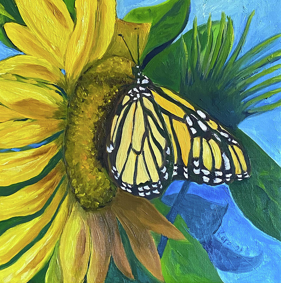 The Sunflower and the Butterfly Painting by Kara LaFrance - Fine Art ...