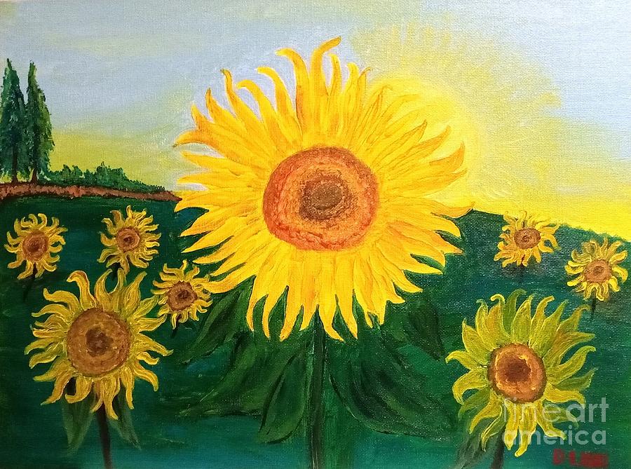 The Sunflower Field Painting by Damian Lissi - Fine Art America