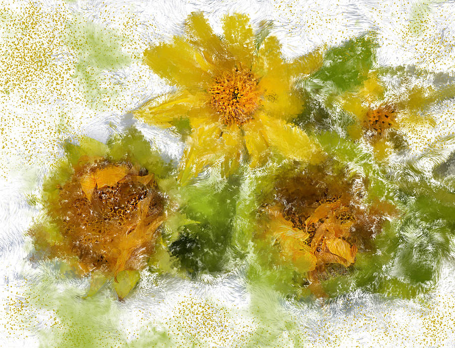 Suflowers in Abstract Digital Art by Cordia Murphy