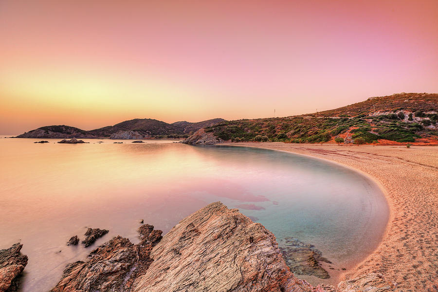 The sunrise at Cheromylos beach in Evia, Greece Photograph by Constantinos Iliopoulos