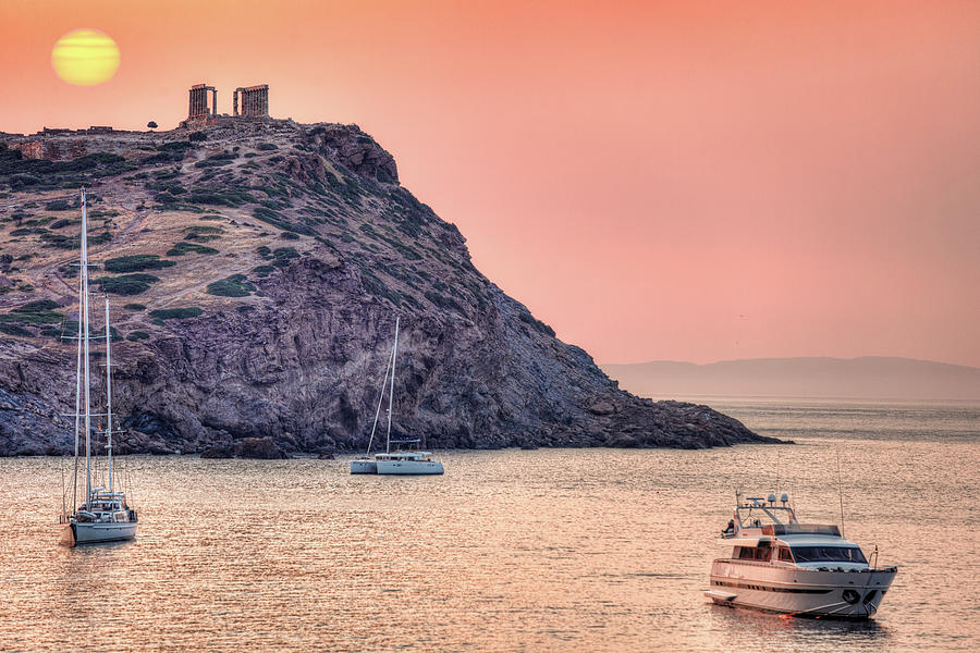 The sunrise in Sounio, Greece Photograph by Constantinos Iliopoulos