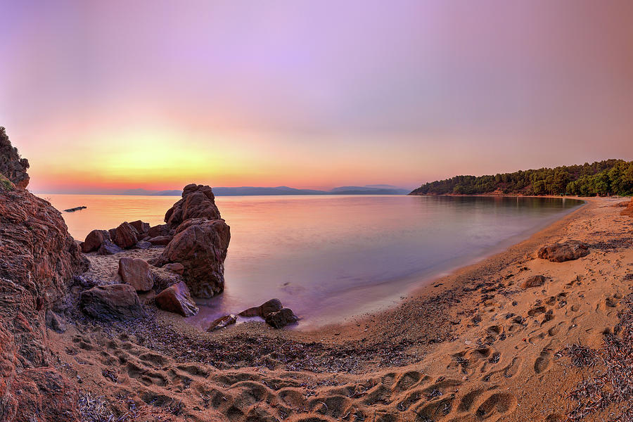 The sunset at Agia Eleni in Skiathos, Greece Photograph by Constantinos Iliopoulos