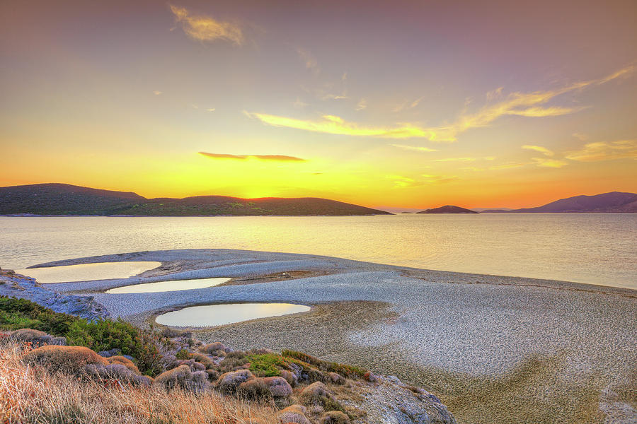 The sunset at the beach Megali Ammos of Marmari in Evia, Greece Photograph by Constantinos Iliopoulos