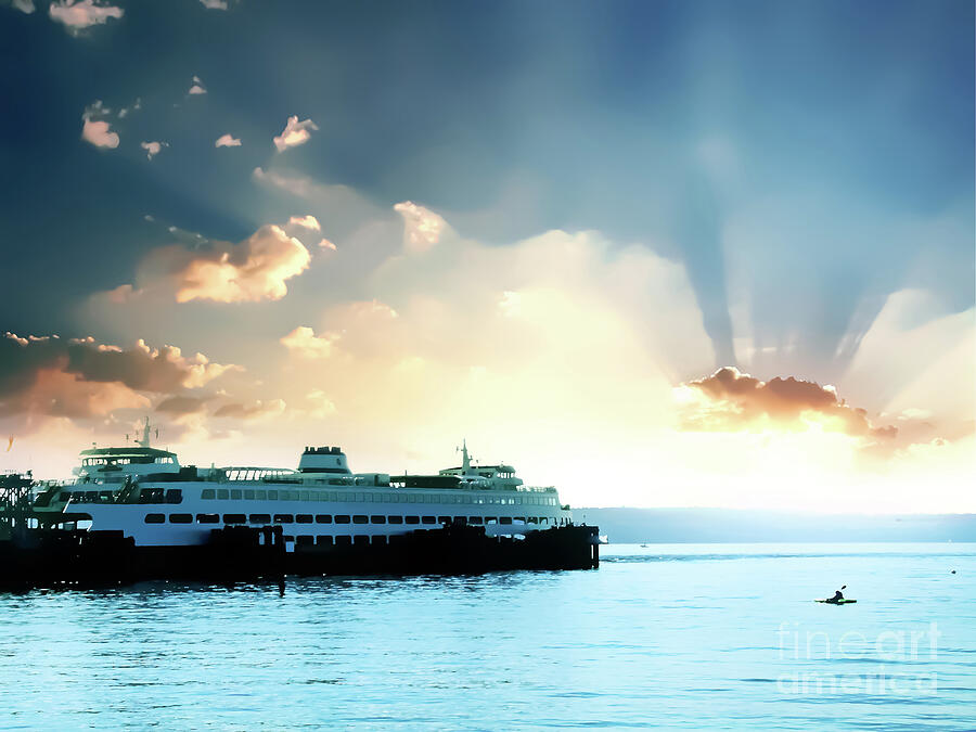 The Sunset Ferry Digital Art