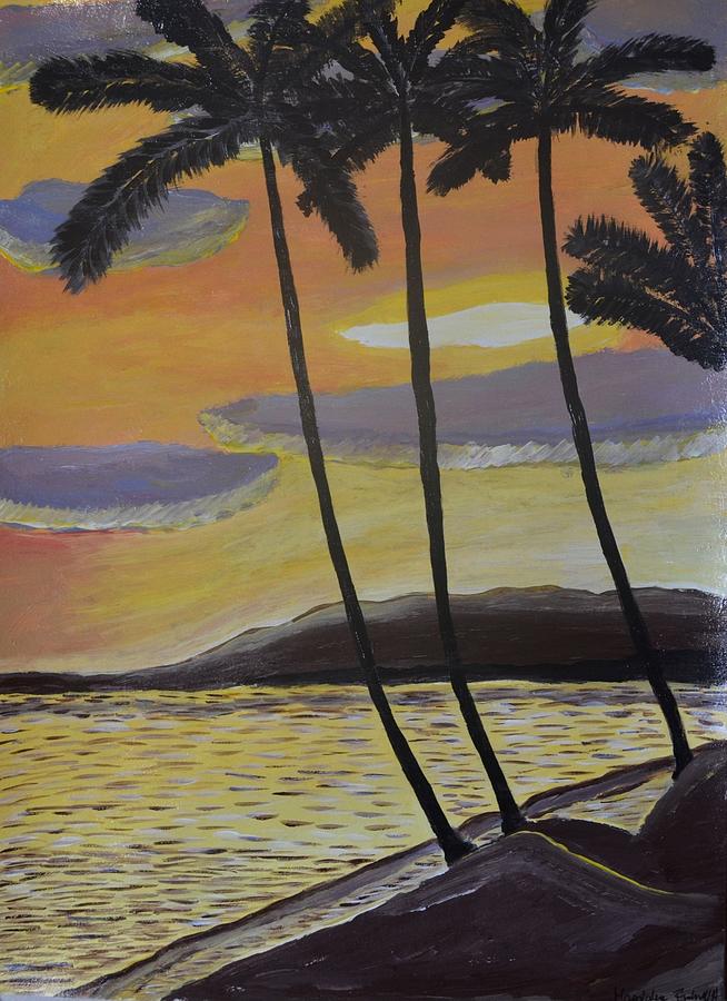 The Sunset of Tropical Scene  Mixed Media by Magdalena Frohnsdorff