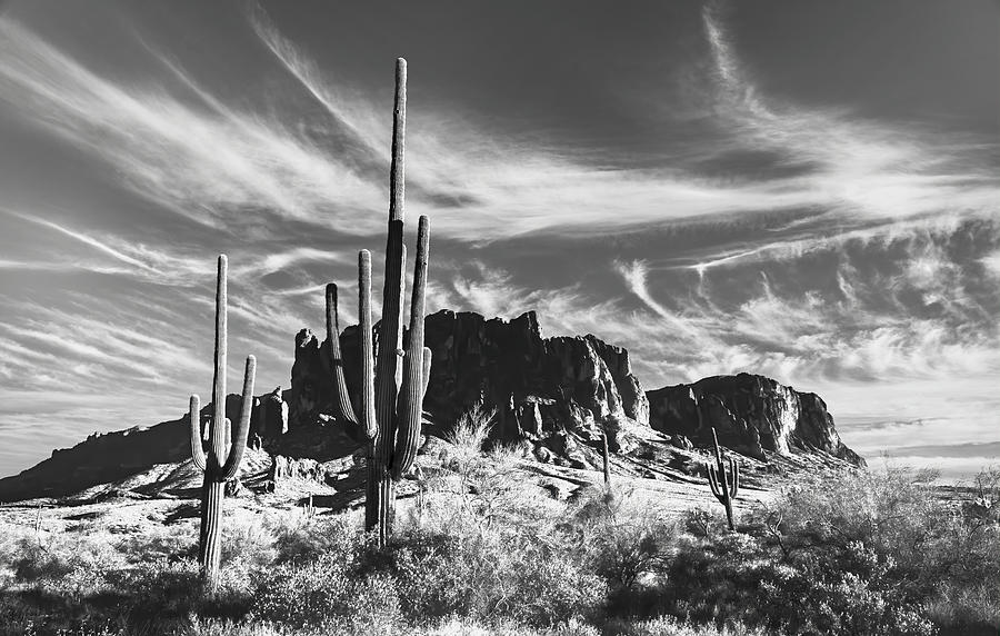 The Superstitions In Black And White Photograph by Saija Lehtonen ...