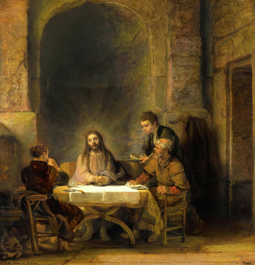 The Supper At Emmaus Painting by Rembrandt