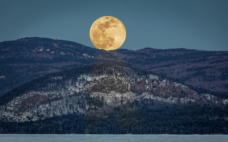 The Surreal Super Snow Moon Photograph by Kent O Smith  JR