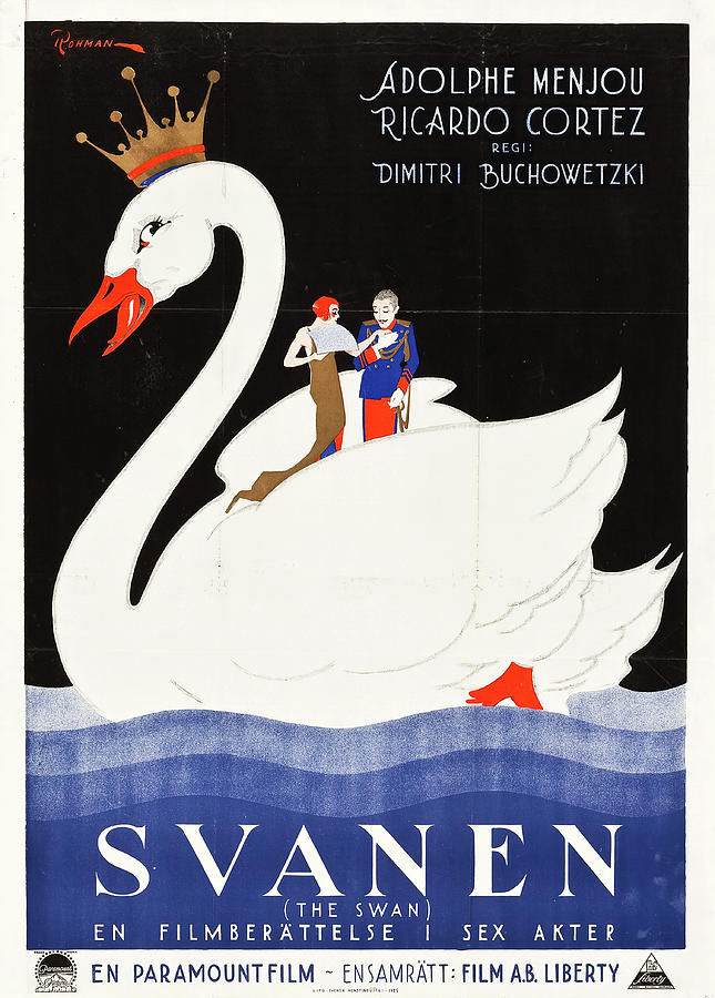 Swan Mixed Media - The Swan - 1925 - art by Eric Rohman by Movie World Posters