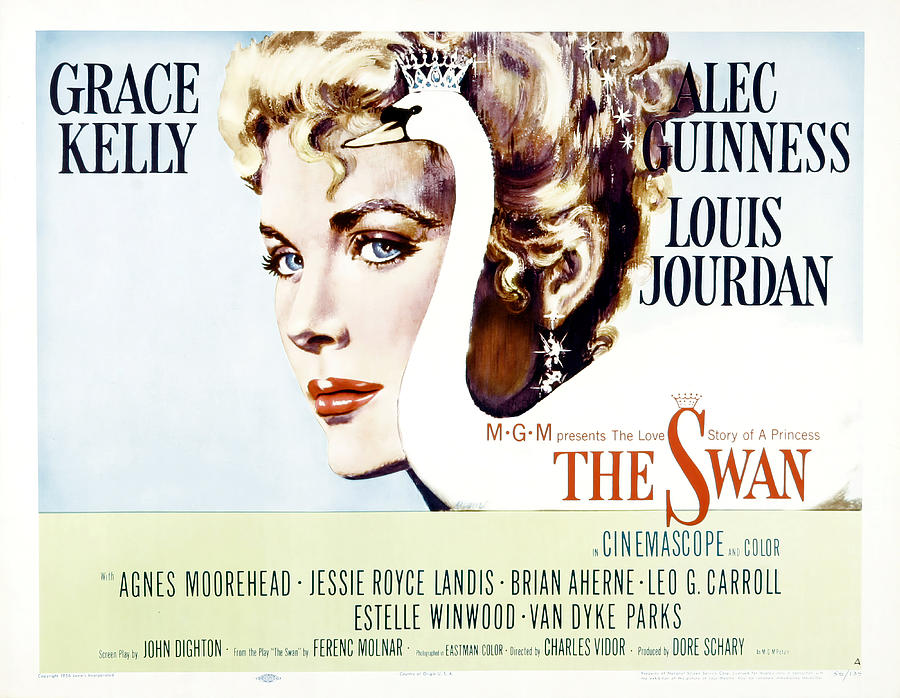 Grace Kelly Mixed Media - The Swan, 1956 - art by Ercole Brini by Movie World Posters