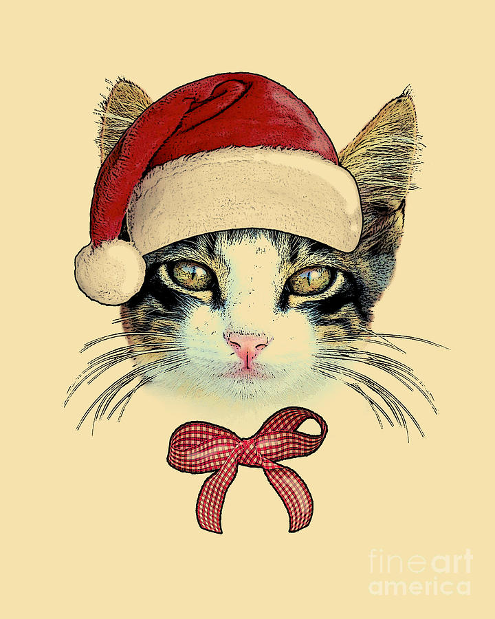 Cat Digital Art - The Sweetest Santa by Madame Memento