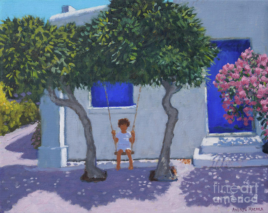 The swing, Rhodes Painting by Andrew Macara