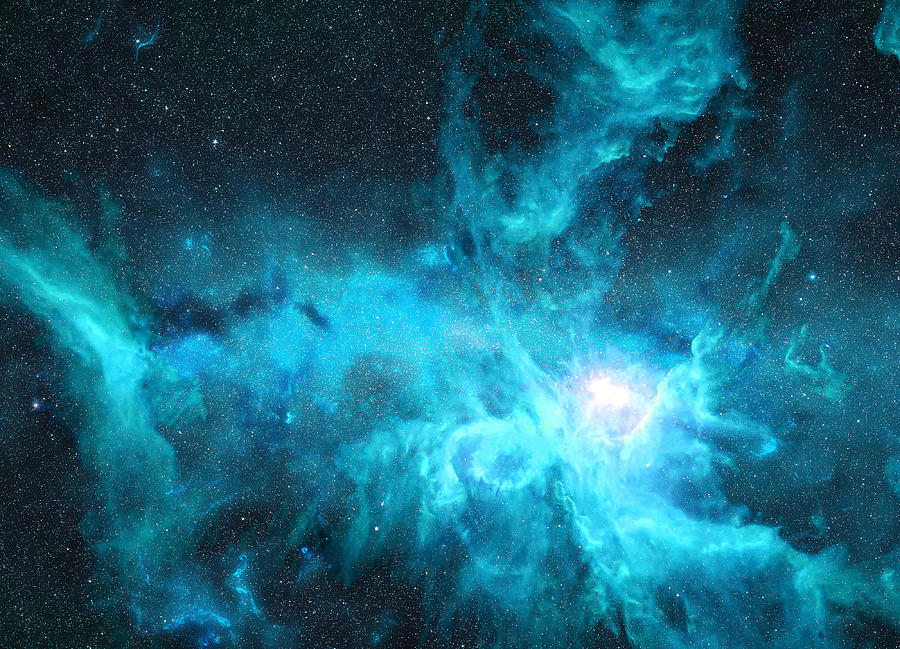 The Sword Of Orion Nebula At Blue Light. Science Astronomy Concept Wallpaper. Elements Of This Image Were Furnished By Nasa, Esa Photograph