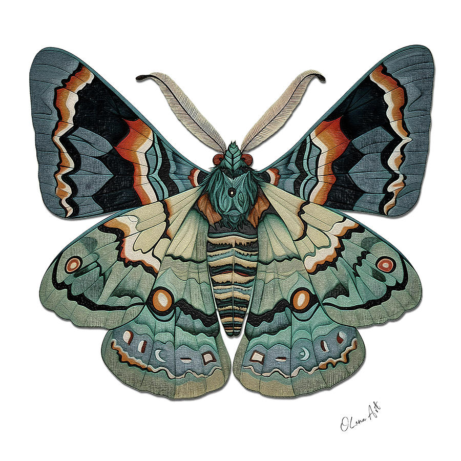 The Symbol of Change - Sacred Symmetry and the Moths Metamorphosis Painting by Lena Owens - OLena Art Vibrant Palette Knife and Graphic Design