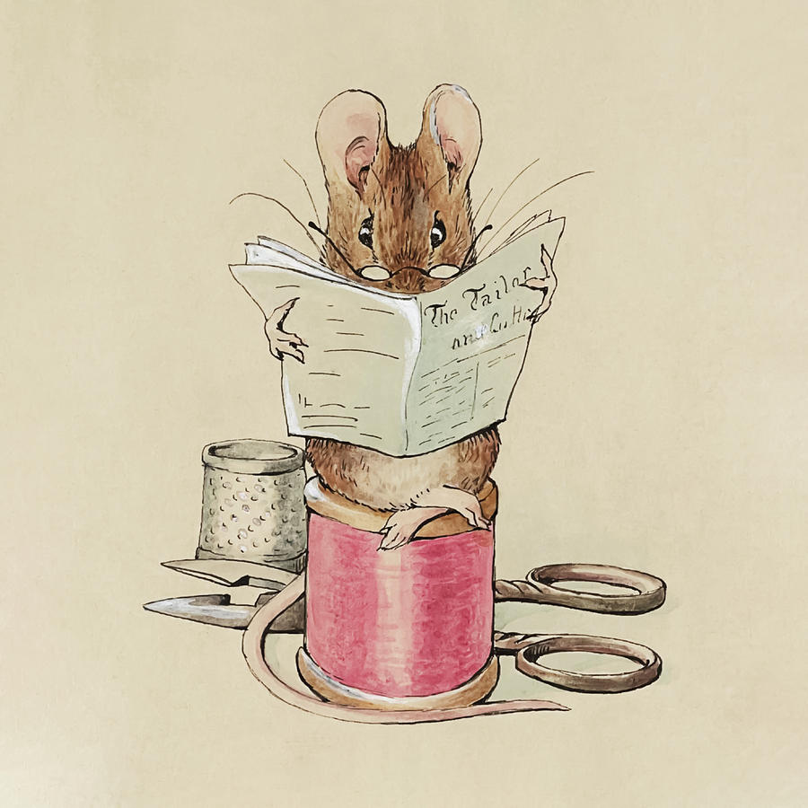 Fantasy Drawing - The Tailor Mouse by Beatrix Potter