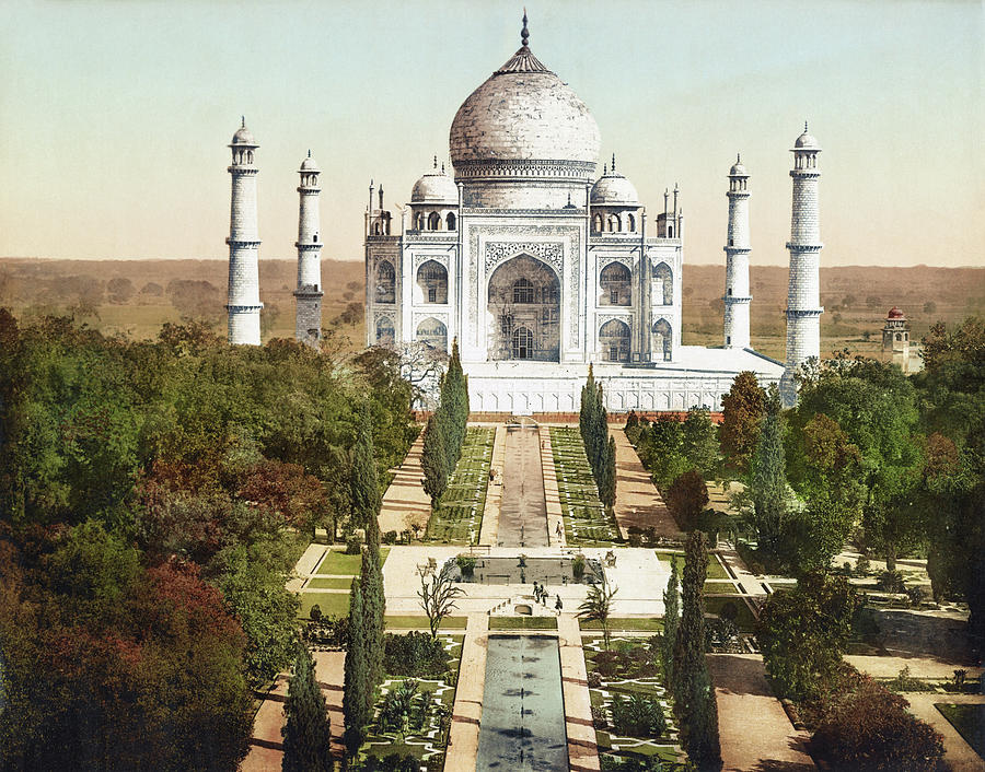 The Taj Mahal - Circa 1900 Photochrom Photograph by War Is Hell Store
