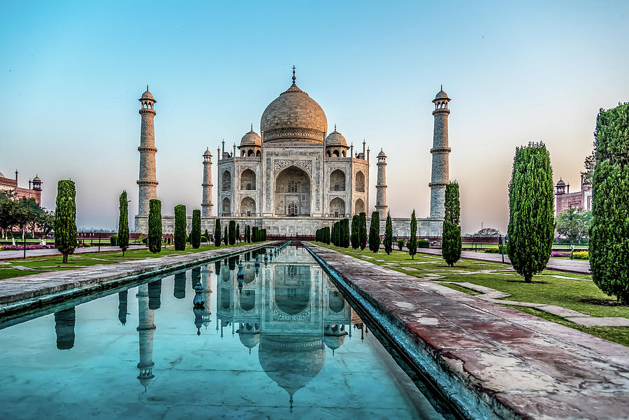 The Taj Mahal in Agra India with its Reflecting Pool  Photograph by Mark Stephens