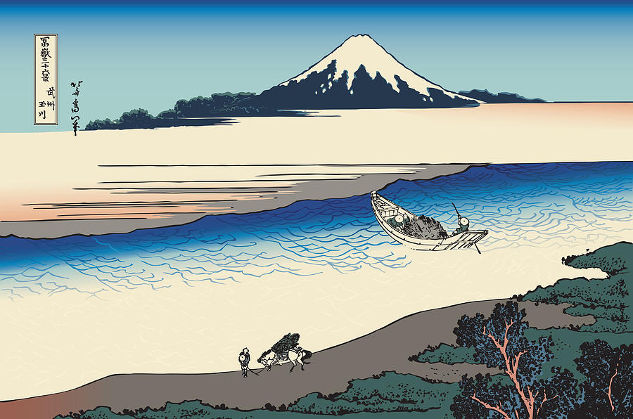 The Tama River In Musashi Province, Edo Painting By Katsushika Hokusai ...