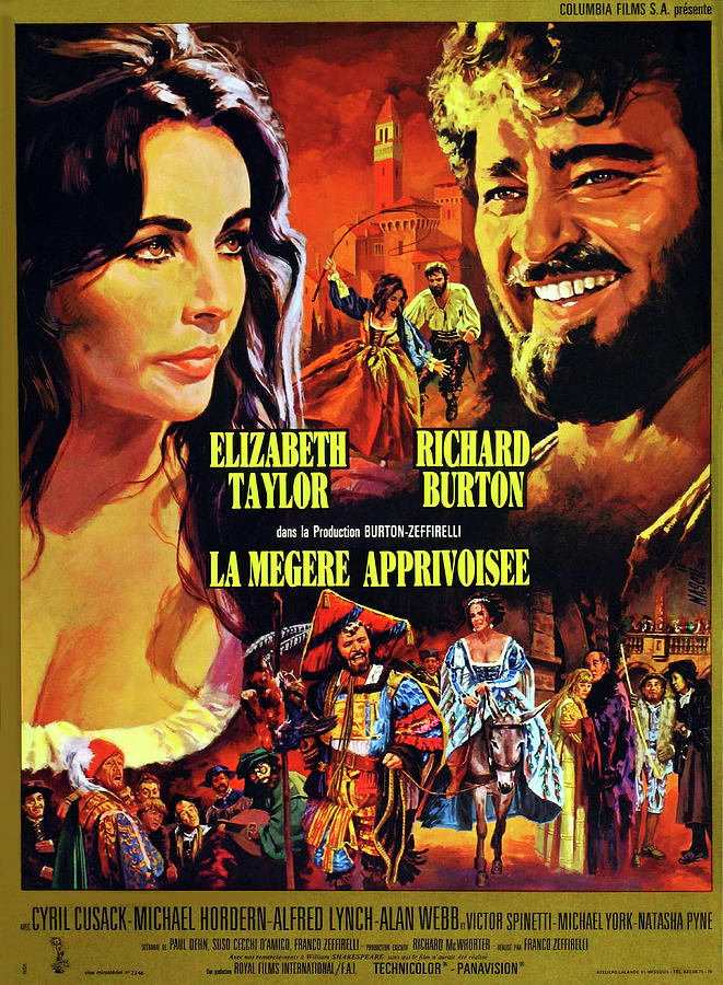 The Taming of the Shrew, 1967 - art by Jean Mascii Mixed Media by Movie World Posters