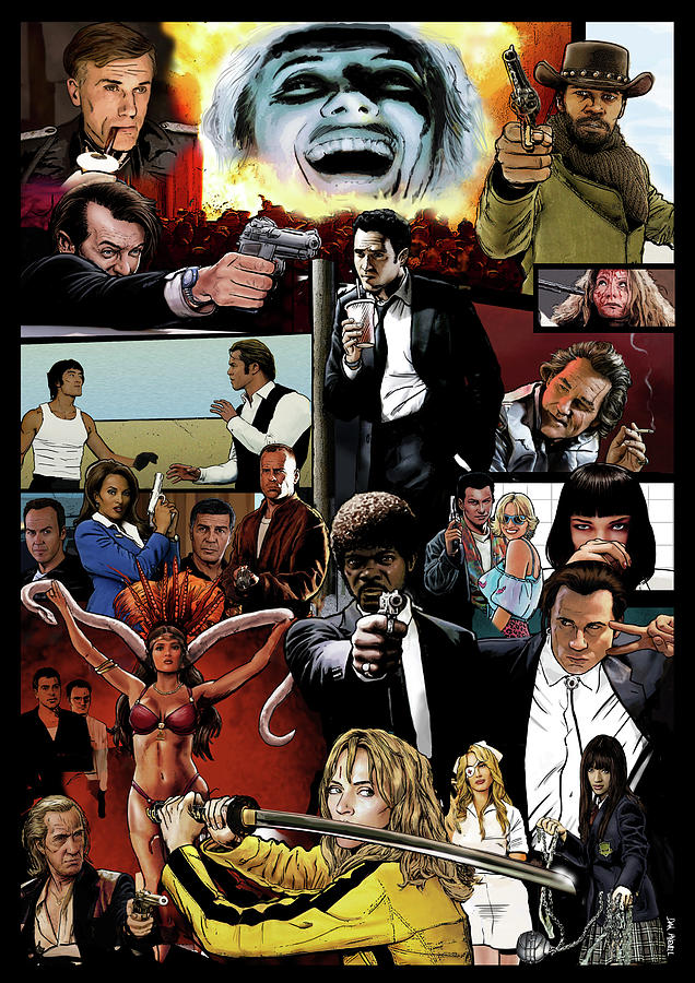 The Tarantinoverse Tarantino Montage Digital Art by Dan Avenell - Fine ...