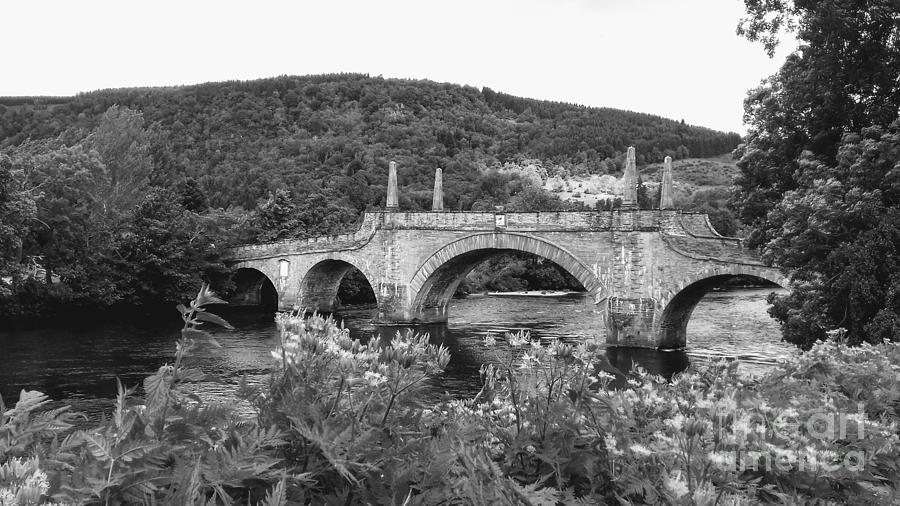 Tay Bridge at Aberfeldy in Greyscale Photograph by Joan-Violet Stretch