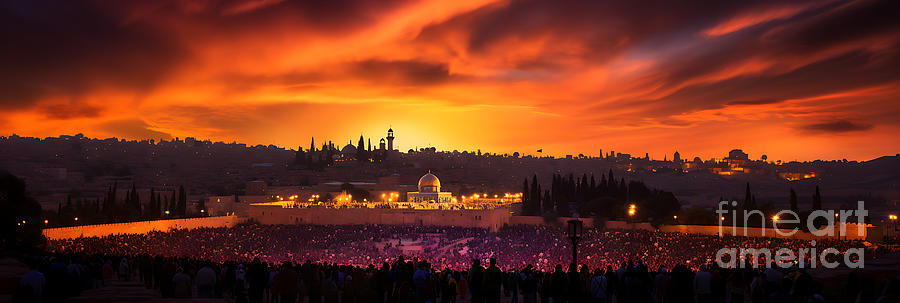Fantasy Painting - The Temple Mount Jerusalem hyperrealistic Asar Studios by Celestial Images