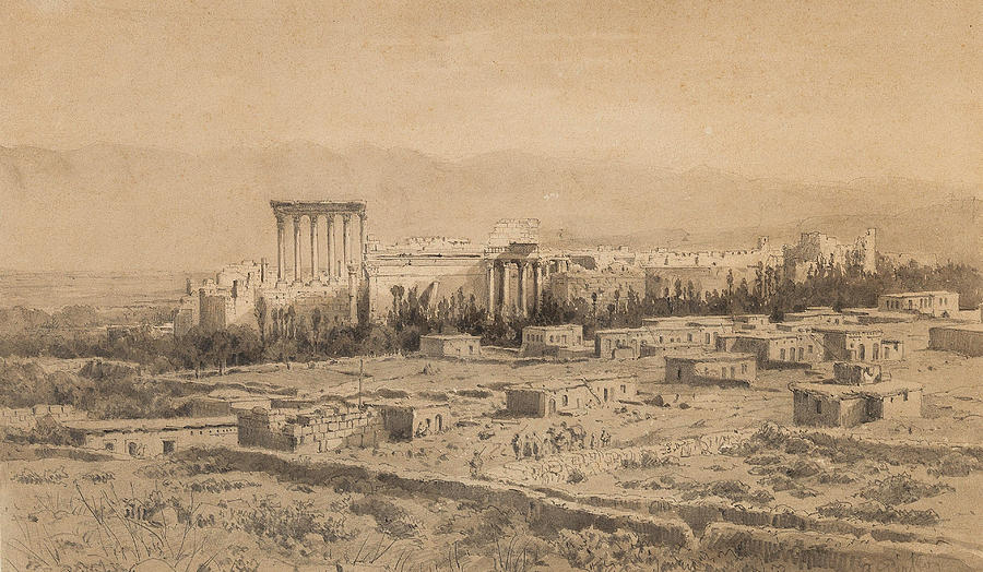 The temple of Baalbek Drawing by Anton Perko - Pixels