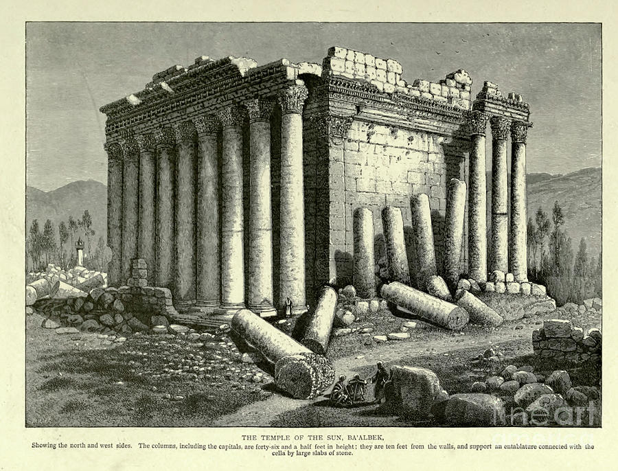 The Temple of the Sun, Baalbek d1 Drawing by Historic illustrations ...