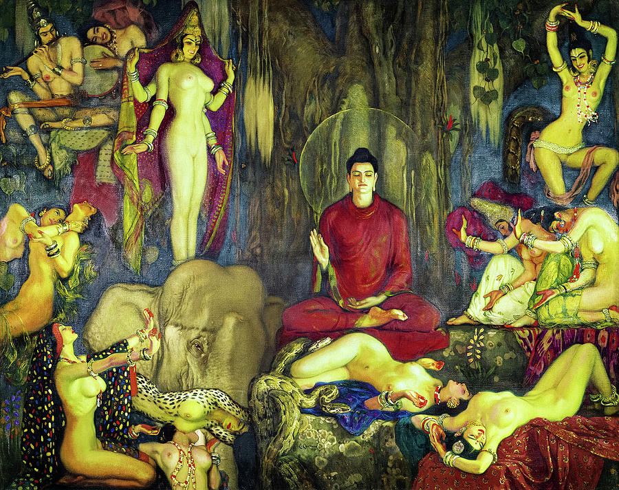 Avatar Painting - The Temptation of Buddha, 1921 by Eduardo Chicharro Aguera