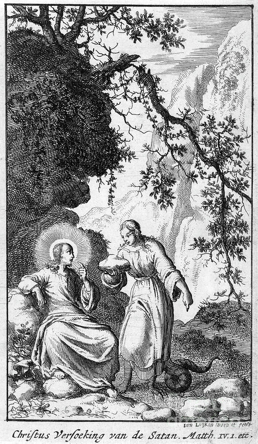 The Temptation of Christ, 1681 Drawing by Jan Luyken