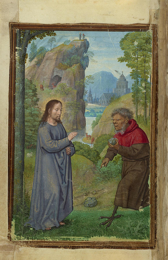 Simon Bening Painting - The Temptation of Christ  by Simon Bening