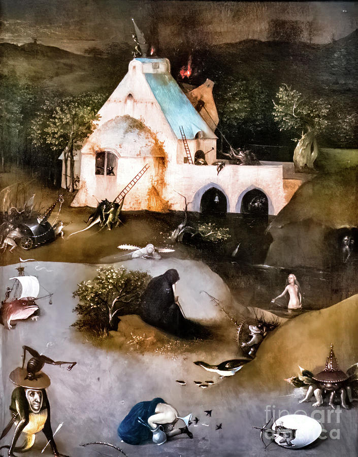 The Temptation of Saint Anthony by Hieronymus Bosch 1525 Painting by Hieronymus Bosch