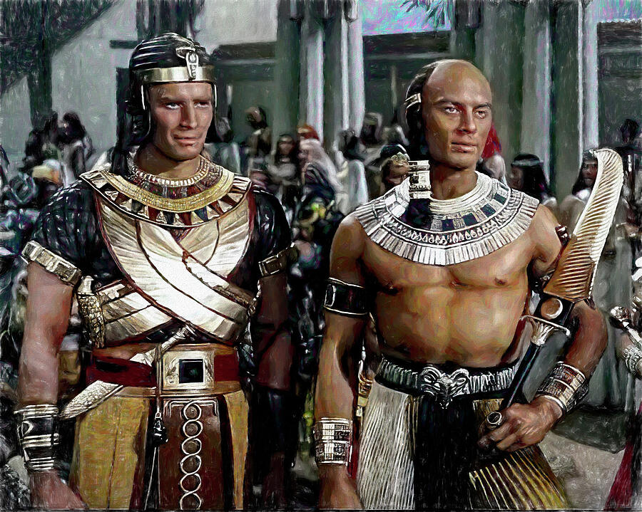 The Ten Commandments Yul Brynner as Rameses, Charlton Heston as Moses ...