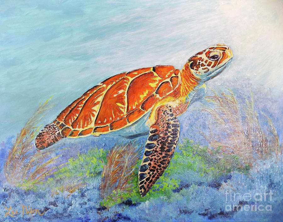 The Tenacious Sea Turtle Painting by Lee Nixon